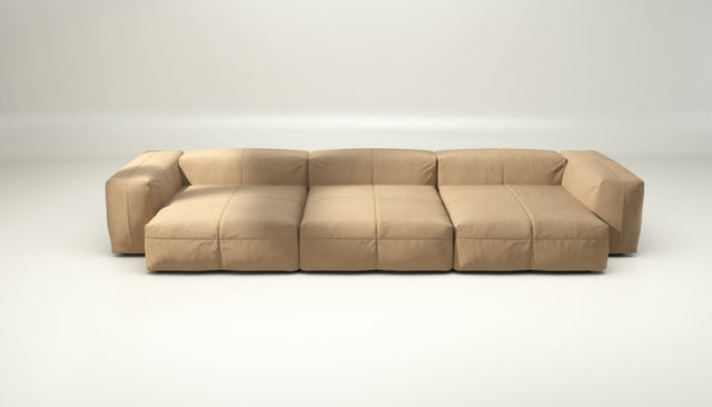 vetsak | Sofa Set 05 - leather - beige | Modulaire Sofa | 5 Zits | Big Sofa | Hoeksofa