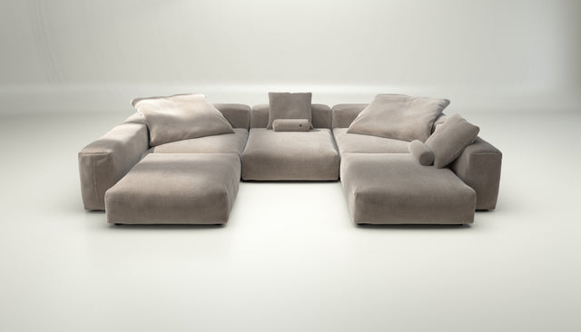 vetsak | Sofa Set 06 - cord velour - platinum | Modulaire Sofa | 6.5 Zits | Big Sofa | U Sofa | Hoeksofa