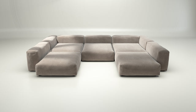 vetsak | Sofa Set 06 - cord velour - platinum | Modulaire Sofa | 6.5 Zits | Big Sofa | U Sofa | Hoeksofa