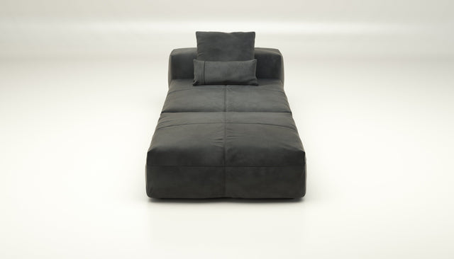 vetsak | Sofa Set 07 - Sun Lounger - leather - dark grey | Modulaire Sofa | 2 Zits | Daybed | Chaiselounge