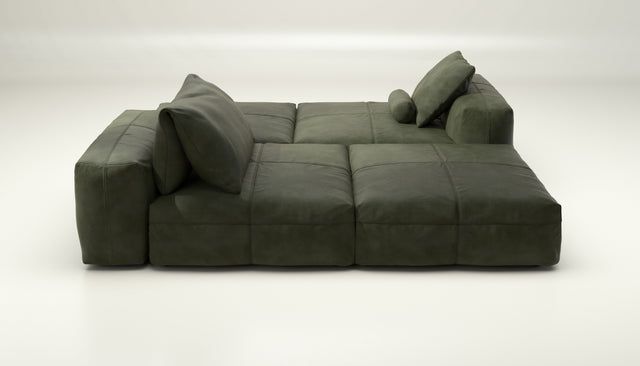 vetsak | Sofa Set 08 - Daybed - leather - olive | Modulaire Sofa | 6 Zits | Outdoor Island | Double lounger