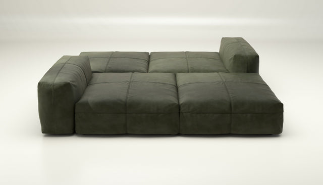 vetsak | Sofa Set 08 - Daybed - leather - olive | Modulaire Sofa | 6 Zits | Outdoor Island | Double lounger