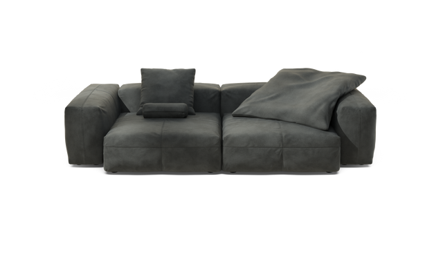 vetsak | Sofa Set 02 Large - Leather - Dark Grey | Modulaire Sofa | 3.5 Zits | Big Sofa