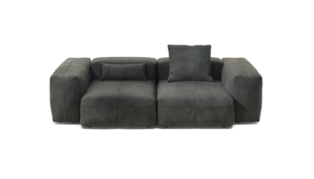 vetsak | Sofa Set 02 Medium - Leather - Dark Grey | Modulaire Sofa | 2.5 Zits | Big Sofa