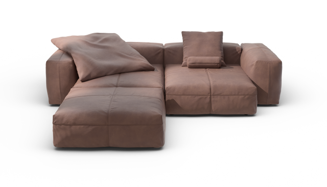 vetsak | Sofa Set 03 - Leather - Stone | Modulaire Sofa | 3.5 Zits | Big Sofa | Hoeksofa