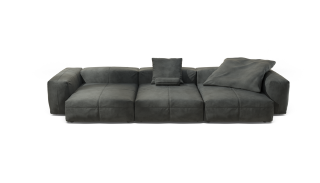 vetsak | Sofa Set 05 - Leather - Dark Grey | Modulaire Sofa | 5 Zits | Big Sofa | Hoeksofa