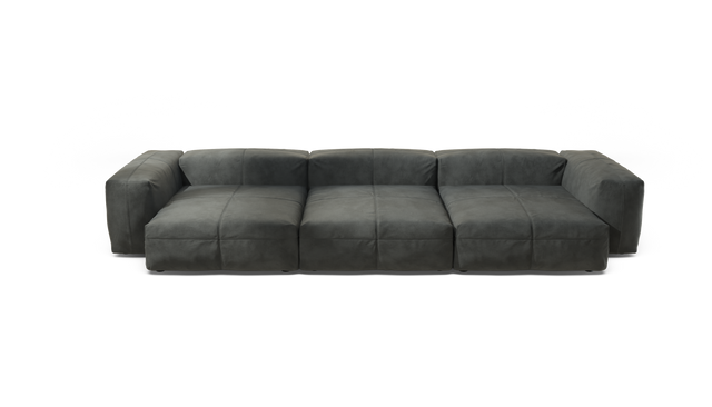 vetsak | Sofa Set 05 - Leather - Dark Grey | Modulaire Sofa | 5 Zits | Big Sofa | Hoeksofa