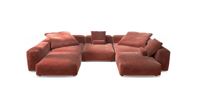vetsak | Sofa Set 06 - Cord Velour - Brick | Modulaire Sofa | 6.5 Zits | Big Sofa | U Sofa | Hoeksofa