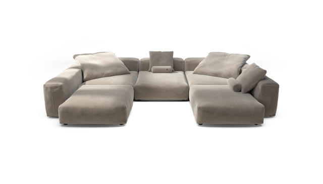 vetsak | Sofa Set 06 - Cord Velour - Platinum | Modulaire Sofa | 6.5 Zits | Big Sofa | U Sofa | Hoeksofa