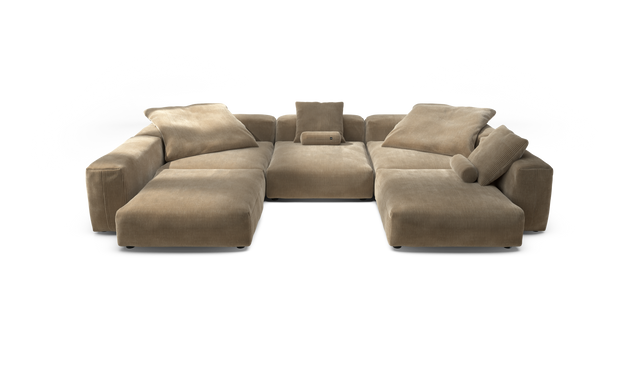 vetsak | Sofa Set 06 - Cord Velour - Sand | Modulaire Sofa | 6.5 Zits | Big Sofa | U Sofa | Hoeksofa