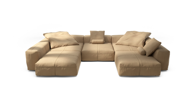 vetsak | Sofa Set 06 - Leather - Beige | Modulaire Sofa | 6.5 Zits | Big Sofa | U Sofa | Hoeksofa
