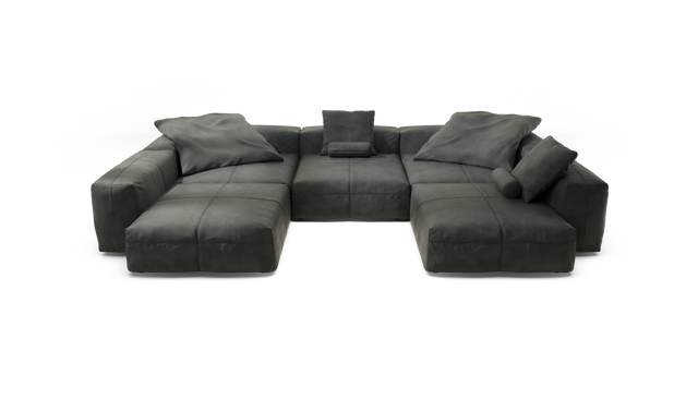 vetsak | Sofa Set 06 - Leather - Dark Grey | Modulaire Sofa | 6.5 Zits | Big Sofa | U Sofa | Hoeksofa