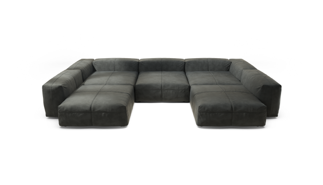 vetsak | Sofa Set 06 - Leather - Dark Grey | Modulaire Sofa | 6.5 Zits | Big Sofa | U Sofa | Hoeksofa