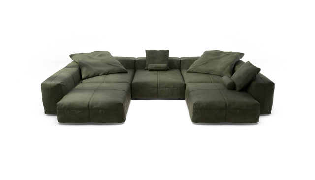 vetsak | Sofa Set 06 - Leather - Olive | Modulaire Sofa | 6.5 Zits | Big Sofa | U Sofa | Hoeksofa