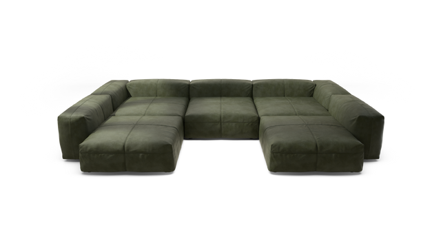 vetsak | Sofa Set 06 - Leather - Olive | Modulaire Sofa | 6.5 Zits | Big Sofa | U Sofa | Hoeksofa