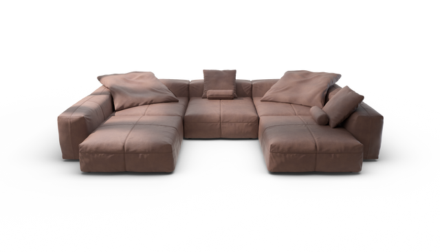 vetsak | Sofa Set 06 - Leather - Stone | Modulaire Sofa | 6.5 Zits | Big Sofa | U Sofa | Hoeksofa