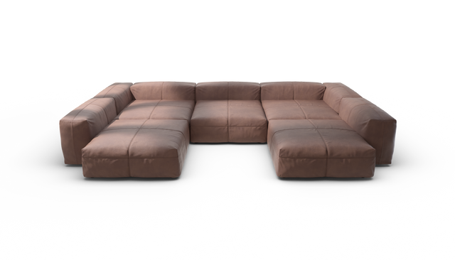 vetsak | Sofa Set 06 - Leather - Stone | Modulaire Sofa | 6.5 Zits | Big Sofa | U Sofa | Hoeksofa