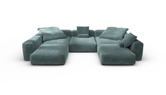vetsak | Sofa Set 06 - Cord Velour - Mint | Modulaire Sofa | 6.5 Zits | Big Sofa | U Sofa | Hoeksofa