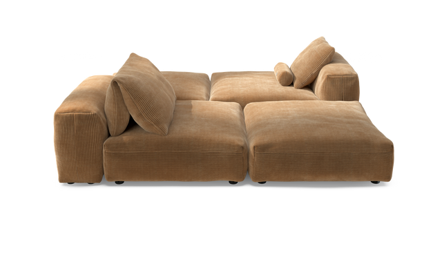 vetsak | Sofa Set 08 - Daybed - Cord Velour - Camel | Modulaire Sofa | 6 Zits | Outdoor Island | Double lounger