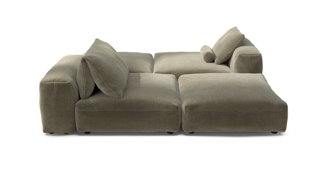 vetsak | Sofa Set 08 - Daybed - Cord Velour - Khaki | Modulaire Sofa | 6 Zits | Outdoor Island | Double lounger