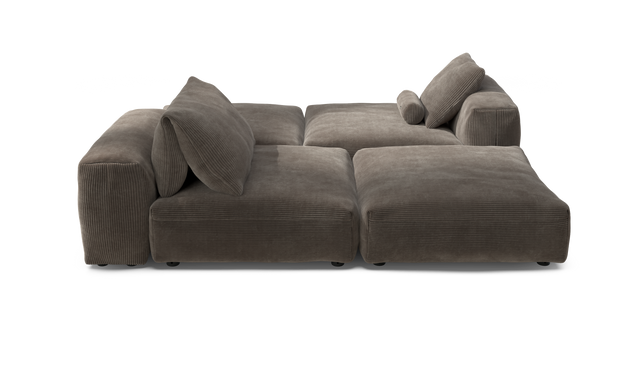 vetsak | Sofa Set 08 - Daybed - Cord Velour - Mocha | Modulaire Sofa | 6 Zits | Outdoor Island | Double lounger