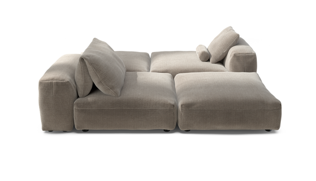 vetsak | Sofa Set 08 - Daybed - Cord Velour - Platinum | Modulaire Sofa | 6 Zits | Outdoor Island | Double lounger