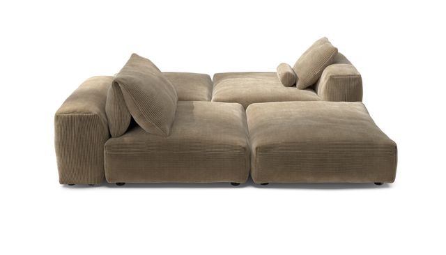 vetsak | Sofa Set 08 - Daybed - Cord Velour - Sand | Modulaire Sofa | 6 Zits | Outdoor Island | Double lounger