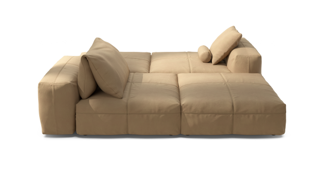 vetsak | Sofa Set 08 - Daybed - Leather - Beige | Modulaire Sofa | 6 Zits | Outdoor Island | Double lounger