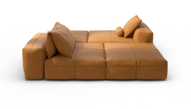 vetsak | Sofa Set 08 - Daybed - Leather - Brown | Modulaire Sofa | 6 Zits | Outdoor Island | Double lounger