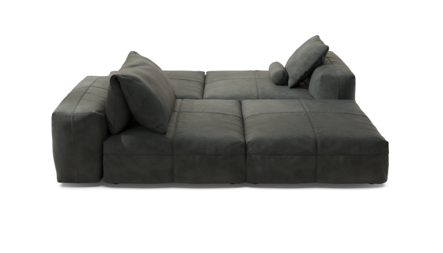 vetsak | Sofa Set 08 - Daybed - Leather - Dark Grey | Modulaire Sofa | 6 Zits | Outdoor Island | Double lounger
