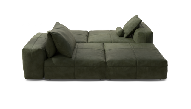 vetsak | Sofa Set 08 - Daybed - Leather - Olive | Modulaire Sofa | 6 Zits | Outdoor Island | Double lounger
