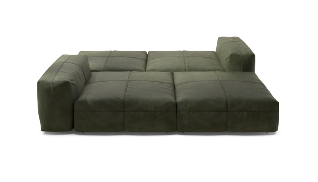 vetsak | Sofa Set 08 - Daybed - Leather - Olive | Modulaire Sofa | 6 Zits | Outdoor Island | Double lounger