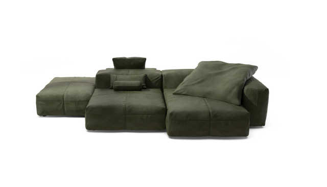 vetsak | Sofa Set 09 - The Island - Leather - Olive | Modulaire Sofa | 7 Zits | Sofa Island