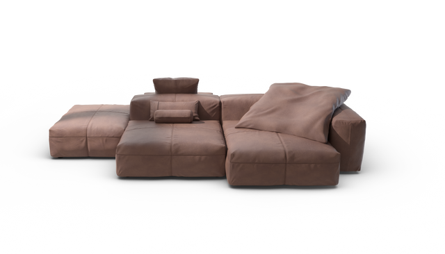 vetsak | Sofa Set 09 - The Island - Leather - Stone | Modulaire Sofa | 7 Zits | Sofa Island