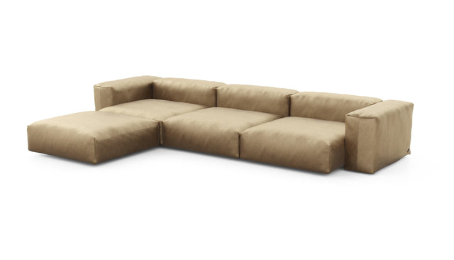 Preset four module chaise sofa - velvet - caramel - 377cm x 241cm