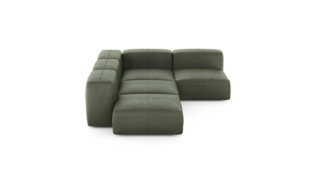 Preset four module corner sofa - leather - olive - 199cm x 283cm