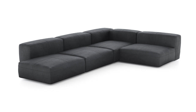 Preset four module corner sofa - leather - dark grey - 220cm x 346cm