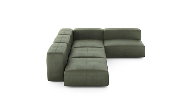 Preset four module corner sofa - leather - olive - 220cm x 346cm