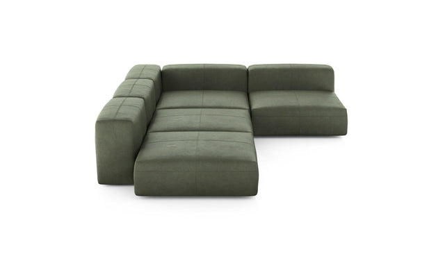 Preset four module corner sofa - leather - olive - 241cm x 346cm