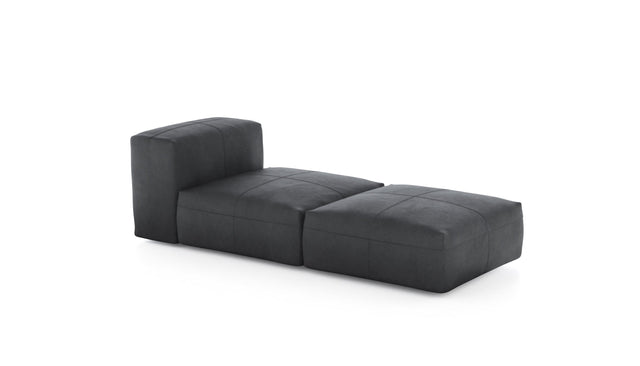 Preset lounger - leather - dark grey - 199cm x 84cm