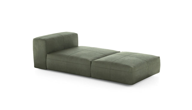 Preset lounger - leather - olive - 220cm x 105cm