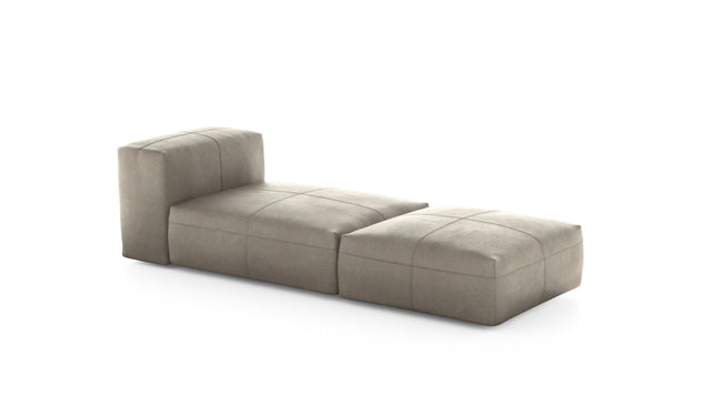 Preset lounger - leather - beige - 220cm x 84cm