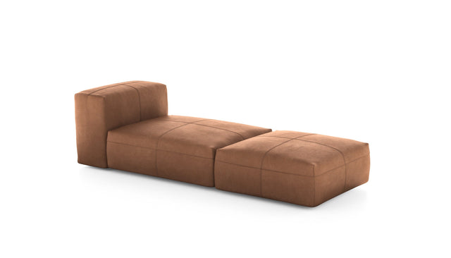 Preset lounger - leather - brown - 220cm x 84cm