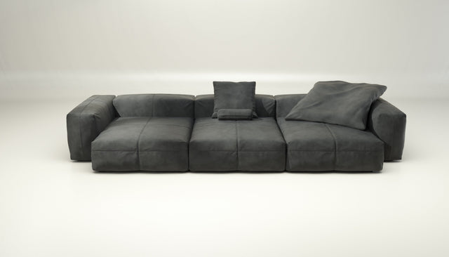 vetsak | Sofa Set 05 - leather - dark grey | Modulaire Sofa | 5 Zits | Big Sofa | Hoeksofa