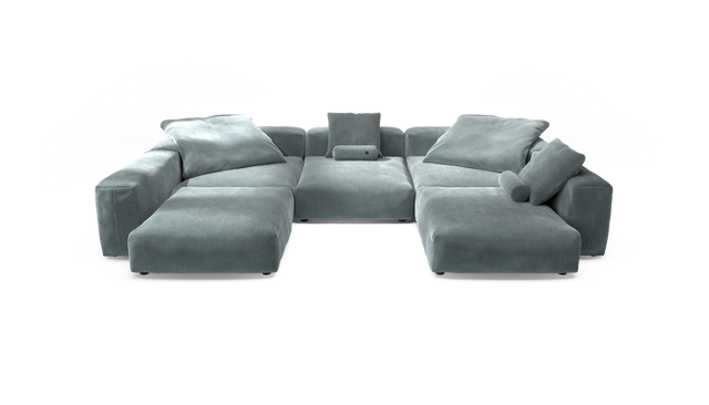 vetsak | Sofa Set 06 - Cord Velour - Mint | Modulaire Sofa | 6.5 Zits | Big Sofa | U Sofa | Hoeksofa