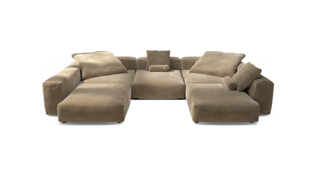 vetsak | Sofa Set 06 - Cord Velour - Sand | Modulaire Sofa | 6.5 Zits | Big Sofa | U Sofa | Hoeksofa