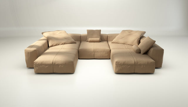 vetsak | Sofa Set 06 - leather - beige | Modulaire Sofa | 6.5 Zits | Big Sofa | U Sofa | Hoeksofa