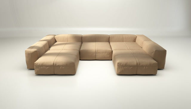 vetsak | Sofa Set 06 - leather - beige | Modulaire Sofa | 6.5 Zits | Big Sofa | U Sofa | Hoeksofa