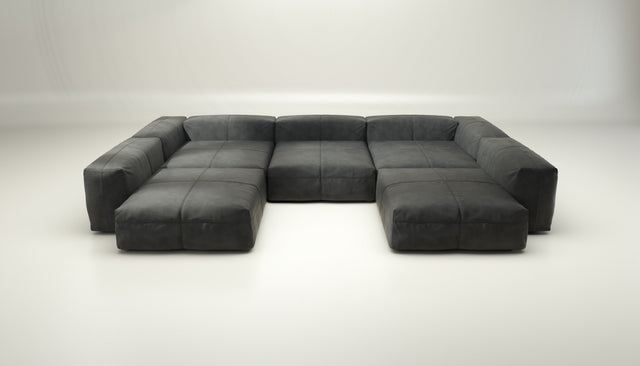 vetsak | Sofa Set 06 - leather - dark grey | Modulaire Sofa | 6.5 Zits | Big Sofa | U Sofa | Hoeksofa