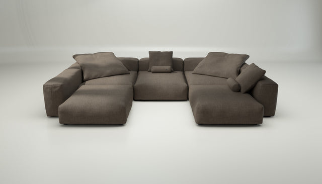 vetsak | Sofa Set 06 - pique - taupe | Modular Sofa | 6.5 Seater | Big Sofa | U-Shape | Corner Sofa